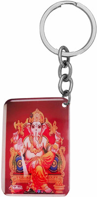 M Men Style Religious Lord Shri Ganesha/Ganpati Keyring Keychain Orange SKey2025259 Key Chain
