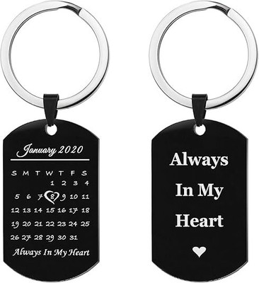 MOHIT CRAFT Personalised Date Engraved Message & Keychain Anniversary Birthday Memorial Gift Key Chain