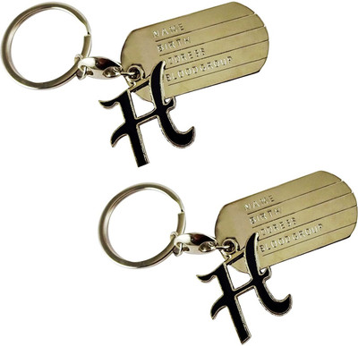 Newview 2 English Alphabet Letter H Silver Black Metal Keychain Key Chain