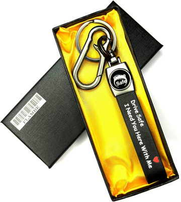 FLAMBE Drive Safe Brass Metal Leather Belt keychain Key Chain