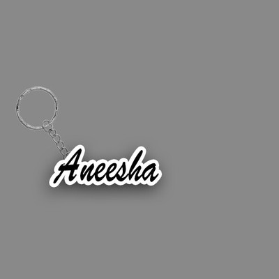 SY Gifts SYG Aneesha Name Keychain White And Black Key Chain