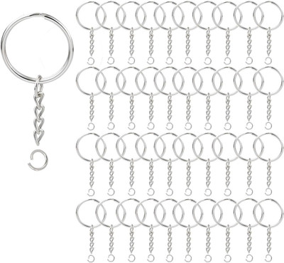 Greyart Keychain Rings with Chain and Jump Rings for DIY Craft Projects pack of 100 Key Chain