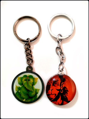 Meeko.com Hanuman Glass With Leaf Ganesha Key Chain-A Key Chain