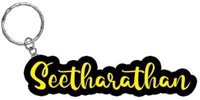 SY Gifts Seetharathan Name Black Yellow Name Keychain Key Chain