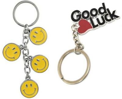 Sahib Collection Good Luck and Smiley Combo Keychain and Keyring Key Chain
