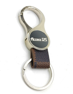 Jdp Novelty Round Shape Leather Metal Keychain for access 125 Bike Key Chain