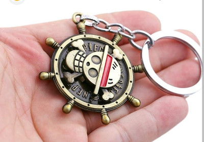 JAINSON MARTIN One Piece Rotating Golden Luffy Head Skull Keychain Key Chain