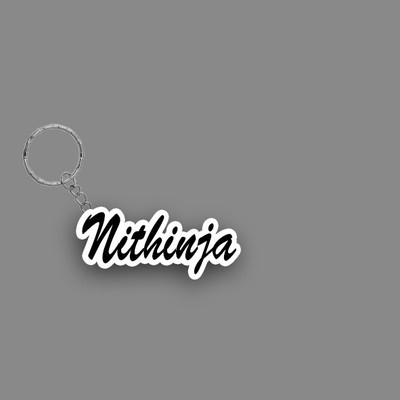 SY Gifts SYG Nithinja Name Keychain White And Black Key Chain