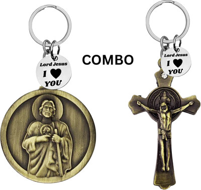 M Men Style Lord Jesus Keychain Combo– Sacred Heart Religious Keyring Set SkeyCom630-663 Key Chain