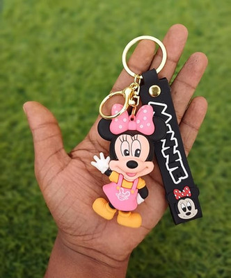 Syshri Disney Minnie Mouse Keychain Soft Silicone Cartoon Character with Bow Design Key Chain