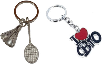 MOREL I LOVE BRO KEYCHAIN AND keychain-cock-batminton COMBO Key Chain