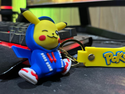 Anjana PREMIUM FAMOUS CARTOON 3D SILICON PIKACHU KEYCHAIN WITH METAL RING Key Chain