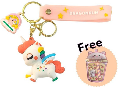 AMYCAUR Unicorn Keychain for Girls, Cute Silicon Keychains Free Zip Pouch Key Chain