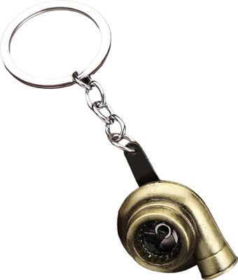 Everglow Turbo Gold Car Part Stainless Steel Keychain Car Enthusiast Metal Key Chain