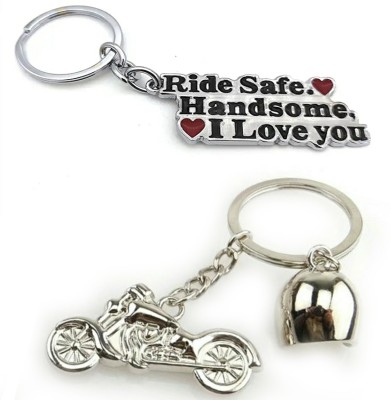 Sahib Collection Bullet Bike with Helmet and Ride Safe Keychain Combo Key Chain