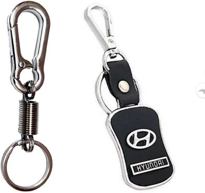 JAINSON MARTIN Combo of Hyundai Leather Hook & Spring Hook Locking keychain For Bike Keychain Key Chain