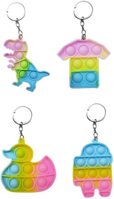 Newview Pop Bubble Fidget Sensory Toy Keyring pack of 4 Key Chain Key Chain