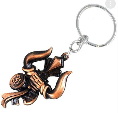 MISMIL Lord Shiv Shankar Trishul Damru Om Double Side Metal Keychain Copper Key Chain