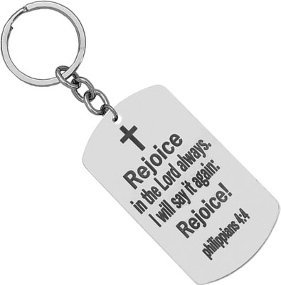 M Men Style Dog Tag Keychain for Men Bible Verse Cross LCSKey202331 Key Chain