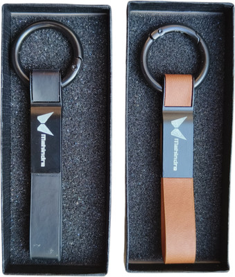 JNV Stylish | Unique Leather Keychains Compatible With MAHINDRA Cars | Pack Of 2 | Key Chain