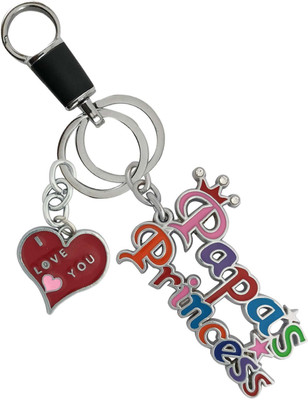 SHOKY LOOKS High Quality Multicolor Papa Princess With Love Red Heart Stylish Locking Lock Key Chain