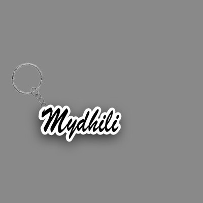 SY Gifts SYG Mydhili Name Keychain White And Black Key Chain