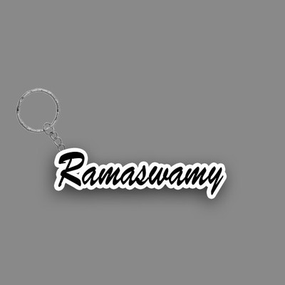 SY Gifts SYG Ramaswamy Name Keychain White And Black Key Chain