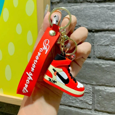 WHITE POPCORN Mini Jordan Sneakers 3D Keychain | Strap Charm & Hook | Key Chain