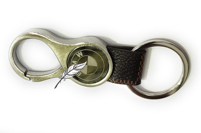Jdp Novelty Round Shape Leather Metal Keychain for BMW Car. Key Chain