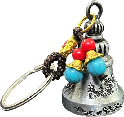 Neatnest Guardian Bell Keychain, Oxidized Copper, Tibetan Style, Good Luck Charm Silver Key Chain