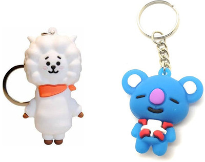 Newview KOYA RJ BTS Army Characters 3D Rubber Keychain and Keyring Key Chain