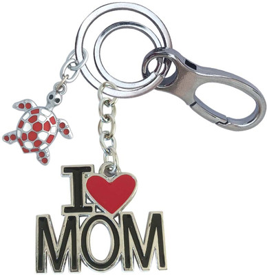 SHOKY LOOKS Metal Metallic Unique I Love Mom With Beautiful Turtle Locking Lock Key Chain