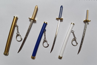 Keychain Mini_Katana_Sword_Keychain_Set-Packof3(Gold,Blue&White) Key Chain