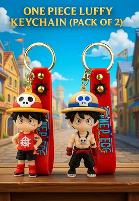 World Gift Mart (Pack of 2) One Piece Luffy Anime Keychain for Boys & Girls | Cartoon Bag Charm Key Chain