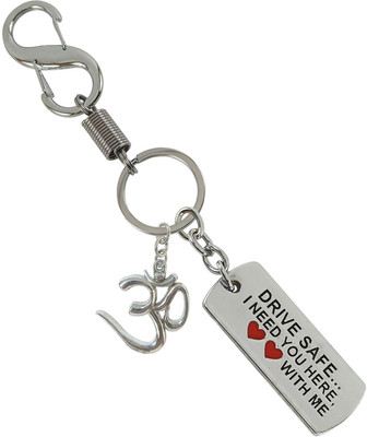 SHOKY LOOKS Metal Drive Safe Message Stainless Steel Locking Hook With OM Key Chain