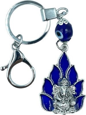 ravariya graphics Evil Eye Lotus Leaf Lord Ganesh or Ganpati or Ganesha Good Luck Metal Key Chain Key Chain