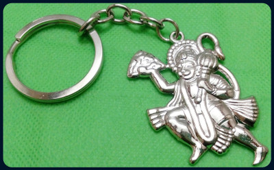 GIKH KD224A - Bajrangbali Hanuman Ji Metal Silver Color Keychain Keyring-Keychain Key Chain