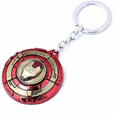 kenma Rotating Revolving Spinning Iron Man Sheild with Head Metal Golden Keychain Key Chain