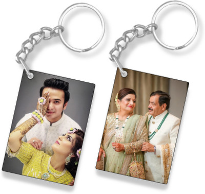 THE HATKE STORE Premium Custom Couple Photo Keychain Rectangular Shape For Birthday P3 Key Chain