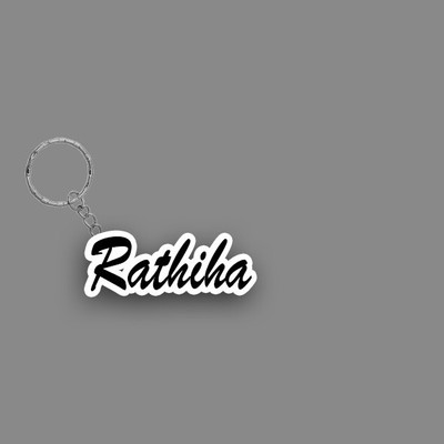 SY Gifts SYG Rathiha Name Keychain White And Black Key Chain