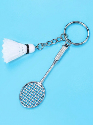 SHRI JI Premium Metal Badminton and Shuttle Metal Keychain Key Chain