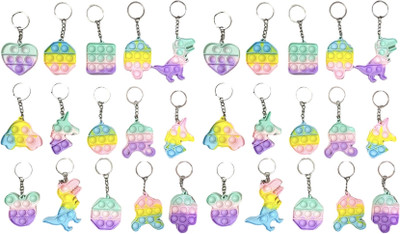 SRD TRADERS Pop it Keychain Fidget Toys for Kids | Stress Relief Toy | (Pack of 30 ) Key Chain