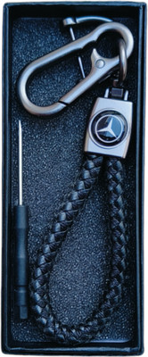 JNV Handwoven Leather Thread Keychain Compatible With Mercedes Car Key Chain