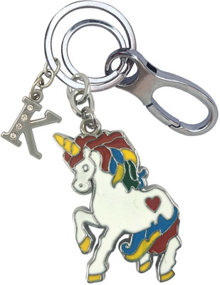 SHOKY LOOKS Elegant Design Beautiful Unicorn With K Letter Perfect Finish Locking Lock Key Chain