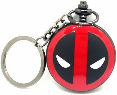 GSV Deadpool Theme Designer Pocket Watch Vintage Clock Antique Metallic Key Chain