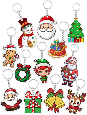 GLITREEPROPS 12 pieces Christmas Keychains for Kids Key Chain