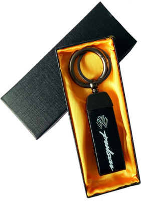 GIKH KeyChain_for Car Bike Black Leather with Double Ring for Car/ Bike Key Chain