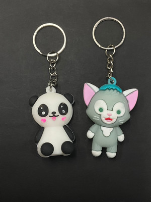 Skycart Cute 3D Black Panda Keychain With Charm Key Chain Key Chain