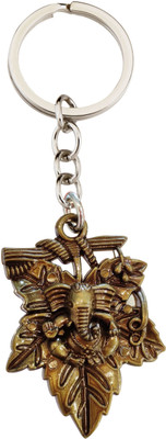 BLESSINGS Leaf Ganesh Bronze Effect Plastic Key Chain