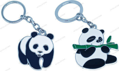 kd collections KD-163A-444C Cute Panda Teddy Bear Keychain Combo - Black White - Pack of 2 Key Chain